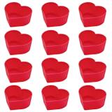 Kit 12 Forminhas de Silicone para Cupcake e Muffin Cores Sortidas Formato de Coracao Mor