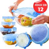 Kit 12 Tampas Silicone Flexivel Panela Pote Universal Elastica - Facibom