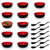 Kit 12 Tigelas 450 Ml + 12 Colheres em Melamina para Sopa Japonesa Fuxing