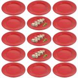 Kit 15 Pratos 25 Cm em Melamina Vermelho Fuxing