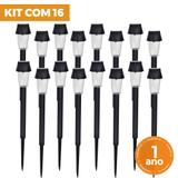 Kit 16 - Luminária Solar Balizadora Abs Poste Para Jardim Com Espeto Decoração Luz Led Branco - Ecoforce
