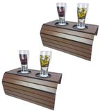 kit 2 Bandeja Esteira para braço de sofá com porta copos Castanho - Multgraf