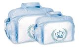 Kit 2 Bolsas Maternidade Bebê Mave Baby Coroa Lisa Atacado Azul Claro