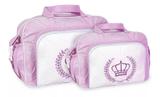 Kit 2 Bolsas Maternidade Bebê Mave Baby Coroa Lisa Atacado Lilás