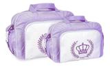 Kit 2 Bolsas Maternidade Bebê Mave Baby Coroa Lisa Atacado Roxa