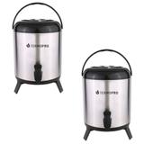 Kit 2 Botijão Garrafa Térmica Aço Inox Pressão Chimarrão Café Leite Com Tripé Dobrável 8 L Termopro