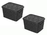 Kit 2 Caixas Organizadora Floral 5,5 Litros Preta Uninjet
