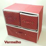 Kit 2 Caixas Organizadoras 29x22x29 Cm Tnt C/ Gaveta Vermelho Wincy