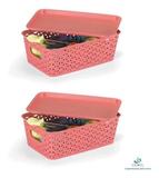 Kit 2 Caixas Organizadoras Rattan 3 Litros Com Tampa - Plasnorthon