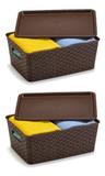 Kit 2 Caixas Organizadoras Rattan 6,5 Litros Com Tampa - Plasnorthon