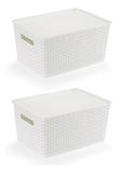 Kit 2 caixas organizadoras rattan multiuso branca 15 l - Monte libano