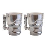 Kit 2 Canecas Chopp e Cerveja de Vidro Caveira Rock Style Prateada 510ml - Lyor