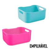 Kit 2 Cestas Organizador Pequeno 18,5x15x8cm Rosa e Azul Coza - Brinox