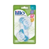 Kit 2 chupetas lillo amo papai e mamãe orto - azul tam2