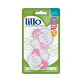 Kit 2 chupetas lillo amo papai e mamãe orto - rosa tam2