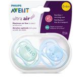 Kit 2 chupetas Ultra Air Decoradas Azul E Verde 0-6M Philips Avent