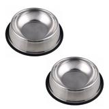 Kit 2 Comedouros Bebedouro Pote Inox Ração Cães E Gato 700ml - Jcm