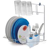 Kit 2 Escorredor de Louças Aço Cromado 1080 Porta Pratos Copos Talher De Fixar na Parede Arthi