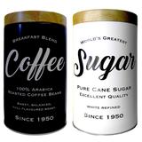 Kit 2 Latas Metal Expresso Round Coffee Sugar 13x10cm Urban