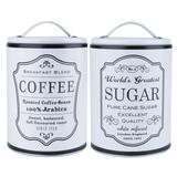 Kit 2 Latas Metal Round Frame Coffee e Sugar 11x16 cm Urban - Genérico