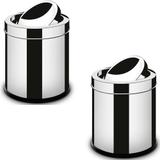 Kit 2 Lixeira Martinazzo Inox 6.3lt Tampa Basculante Lixeiro