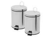 Kit 2 Lixeiras Inox com Pedal com Tampa 5L Swiss - Premium MB-BA005