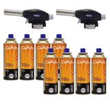 Kit 2 Maçarico Culinário Ma-0054 Preto Multiuso Ferimte + 8 Gás Nautika