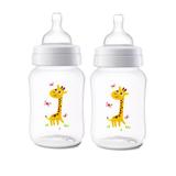 Kit 2 Mamadeiras Anti-Cólicas Clássica 260ml Decorada Girafa - Philips Avent