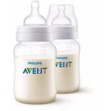 Kit 2 Mamadeiras Avent Classica 260ml (bico2) Anticolica 1m+