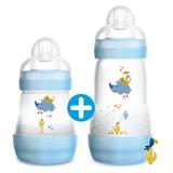 Kit 2 Mamadeiras First Bottle Anti-Cólica e Auto-Esterilizável Rinoceronte Menino - MAM