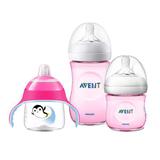 Kit 2 Mamadeiras Pétala 125 e 260ml Rosa e Copo Pinguim - Philips Avent