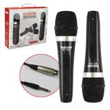 kit 2 microfone profissional com fio duplo tomate