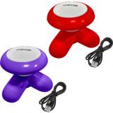 Kit 2 Mini Massageadores Corporal Mimo Massager XY3199 Portátil USB Pilha Roxo Vermelho