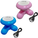 Kit 2 Mini Massageadores Mimo Massager XY3199 Portátil USB Pilha Rosa Azul