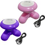 Kit 2 Mini Massageadores Mimo Massager XY3199 Portátil USB Pilha Rosa Roxo
