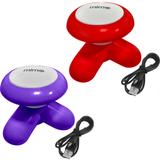 Kit 2 Mini Massageadores Mimo Massager XY3199 Portátil USB Pilha Roxo Vermelho