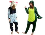 Kit 2 Pijamas Coelha Zootopia e Dinossauro Free Fire Kigurumi Unissex - Rainbow unis