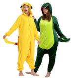 Kit 2 Pijamas Dinossauro e Pokemon Pikachu Fantasia Kigurumi Unissex - Rainbow unis