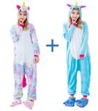 Kit 2 Pijamas Unicórnio Estrela e Azul Kigurumi Unissex - Rainbow unis