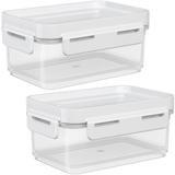 Kit 2 potes herméticos 250ml potes de plastico Transparente com Branco - Coza