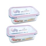 Kit 2 Potes Vidro Retangular Com Tampa Hermética 1000ml - Casambiente