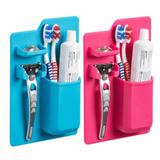 Kit 20 Azul e Rosa Suporte Escova Dente Silicone Pasta Organizador - Ab midia