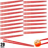 Kit 20 Pares de Hashi para Comida Japonesa 22 Cm Vermelho Decorado nihon shikko
