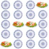 Kit 20 Pratos Raso 25cm em Melamina/Plastico Decorado Branco Fuxing