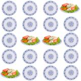 Kit 20 Pratos Raso 25cm em Melamina/Plastico Decorado Branco Fx