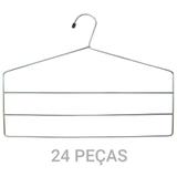 Kit 24 Cabides Calceiro Calças Organizador para Calças Armário Arara Guarda Roupas Aço Cromado - Elegante lar