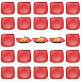 Kit 25 Pratos 22 Cm em Melamina para Petisco e Sushis Vermelho Fuxing