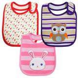 Kit 3 Babadores Menina Feminino Clingo C0020