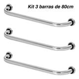 Kit 3 Barra De Apoio De Idoso Para Banheiro 80cm - Metalcromo