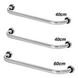 Kit 3 Barras De Apoio Para Banheiro 2 De 40cm - 1 De 60cm - Metalcromo